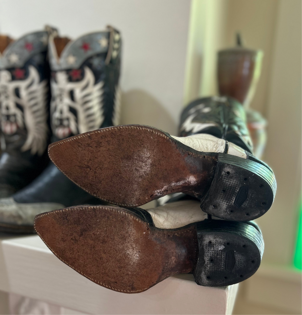 Women’s Size 8.5 M - 1950’s Stovepipe Cowboy Western Boots Inlays