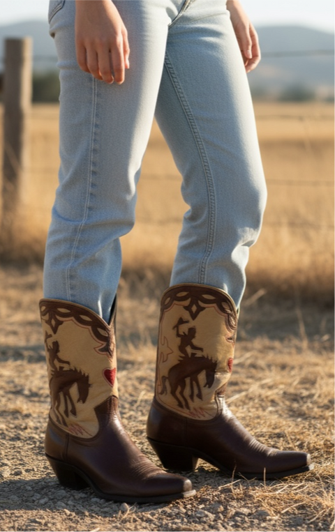 1950s • Stewart Romero • Bucking Bronco Boots • Women’s 5 M NFS