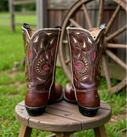 1960s • Acme • Teardrop Sunburst Inlay Cowboy Boots • Men’s 8 D