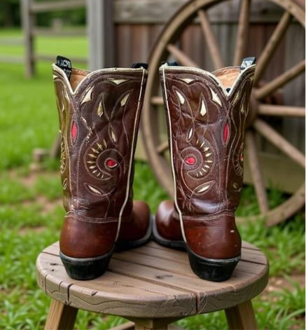 1960s • Acme • Teardrop Sunburst Inlay Cowboy Boots • Men’s 8 D