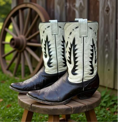 1960s • Nocona • “Arrowhead” Two-Tone Inlay Boots • Men’s 9.5 B
