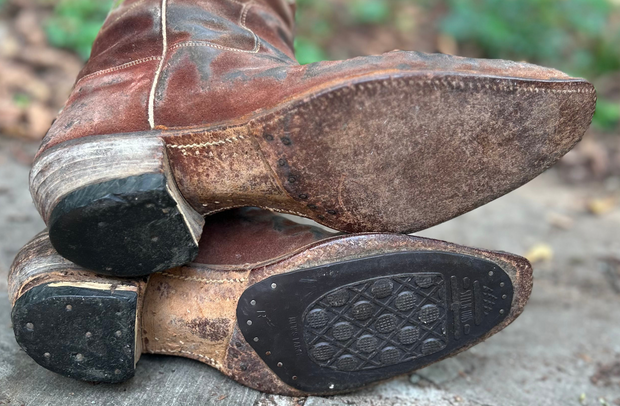 1950s • Kirkendall • Brown Suede Inlay Westerns • Men’s 11 D
