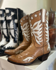 Custom 1981 Eagle + Stars Inlay Cowgirl Boots – Ladies 8.5