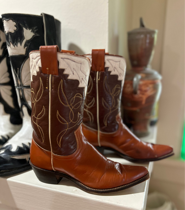 1950s • FRYE • Tri-Color Western (Saddle/Chocolate/Bone) • Women’s 7.5