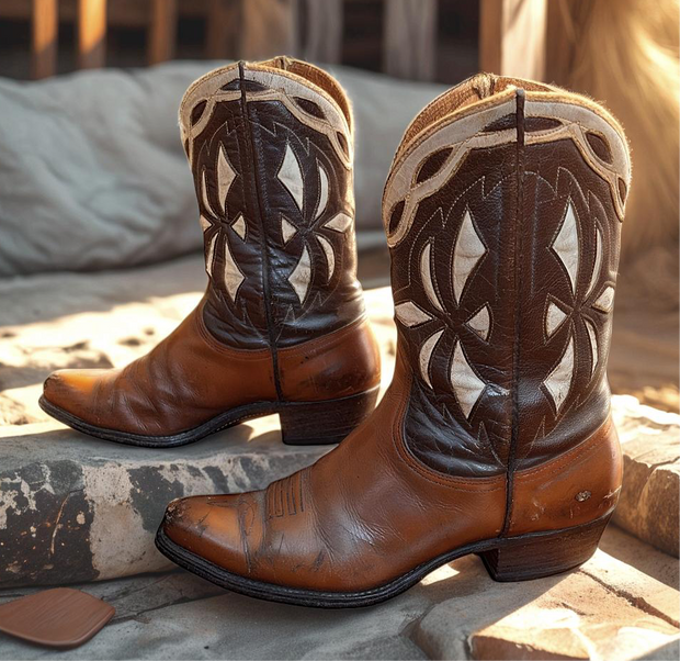 Women’s Size 9 M - 1950’s Tex Tan Of Yoakum Cowboy Western Boots Inlays