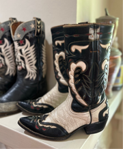 Women’s Size 8.5 M - 1950’s Stovepipe Cowboy Western Boots Inlays