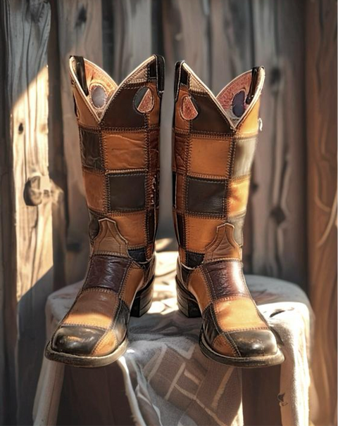 Women’s Size 6 M - Laramie 1960’s Cowboy Western Patchwork Boots Distressed