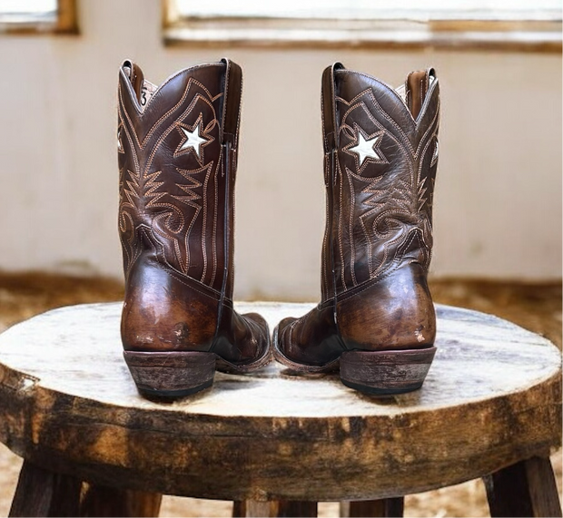 Women’s Size 7.5 M - 1960’s Cowboy Western Boots Star Inlays