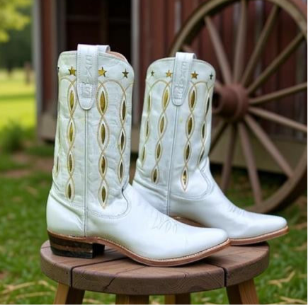 1970s • Texas Boot Co. • “Golden Starburst” Inlay Boots • Women’s 8 A (narrow) • Original Box