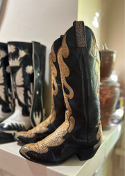 1970s • Tony Lama • Gold Python Flame Inlay — Women’s 6.5 M