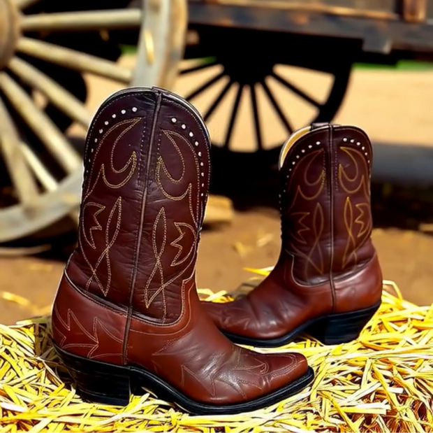 Women’s Size 7.5 M - 1950’s Pee Wee Cowboy Western Boots Brown Leather