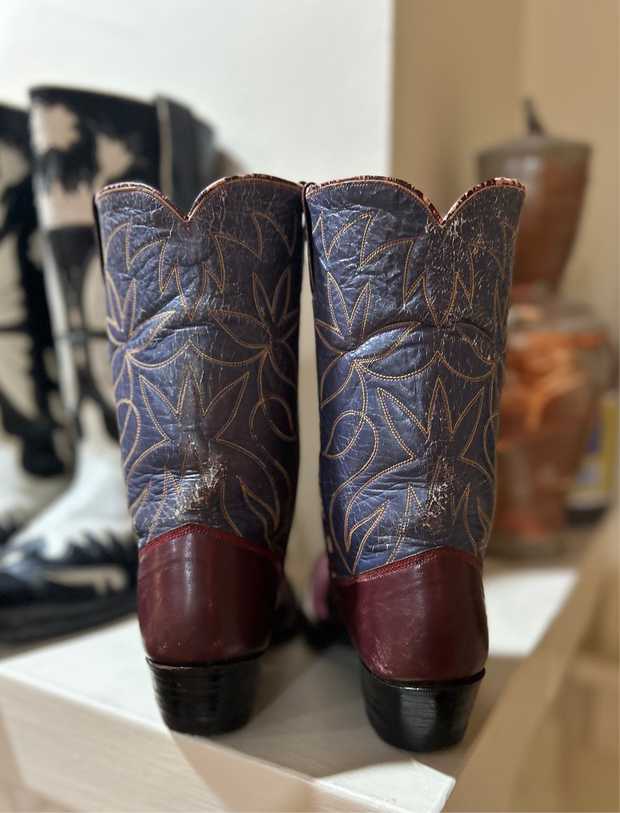 1950s • Unknown Maker • “Starleaf” Two-Tone Western Boots • Women’s 6.5 M