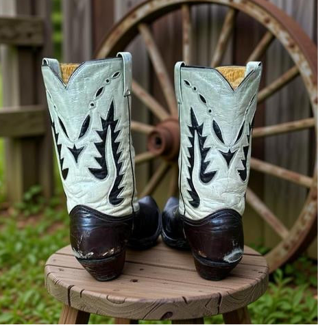 1960s • Nocona • “Arrowhead” Two-Tone Inlay Boots • Men’s 9.5 B