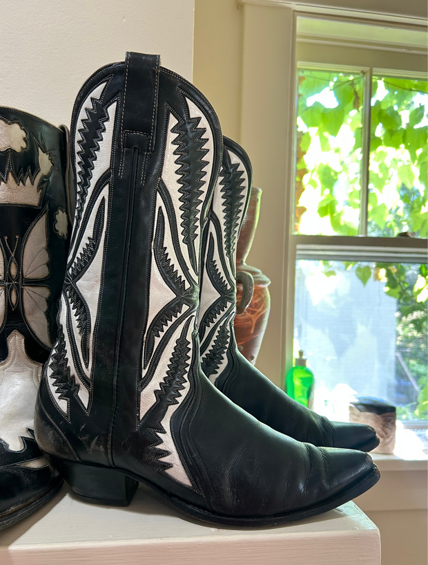 1980s–1990s • Unknown Maker • Black & White Lightning Inlay • Men’s 12 D