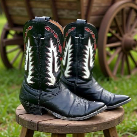 1980s • Nocona • Lightning Inlay — Men’s 9 D