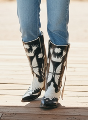 1960s • Custom Made • Black & White Butterfly Inlay Western • Men’s 10 D