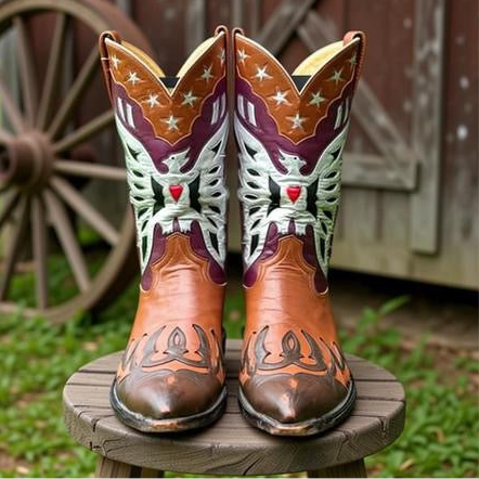 1980s • Champion Attitude • “Roy Rogers” Custom Eagle & Star Boots • Men’s 11 D