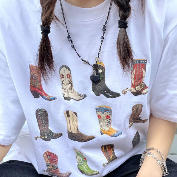 Boots Western T-Shirt Women’s Cowgirl Design