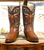 Women’s Size 7 M - 1960’s Acme Cowboy Western Boots Bull Head Inlays