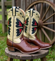 1970s • TEXAS BOOTS • Butterfly Inlay • Men’s 9 D