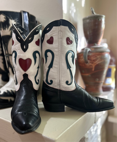 1990s Acme “Queen of Hearts” Inlay Boots • Women’s 8 M
