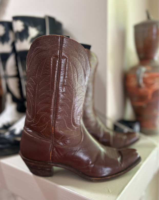 1950s • Justin • Chestnut Shorty Western Pee Wees • Women’s 7 M