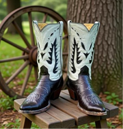 1960s • Nocona • “Arrowhead” Two-Tone Inlay Boots • Men’s 9.5 B