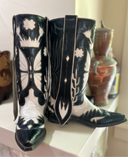 1960s • Custom Made • Black & White Butterfly Inlay Western • Men’s 10 D