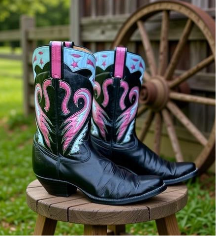 1960s • Tony Lama • “Pink Phoenix” Inlay Boots • Men’s 9.5 B