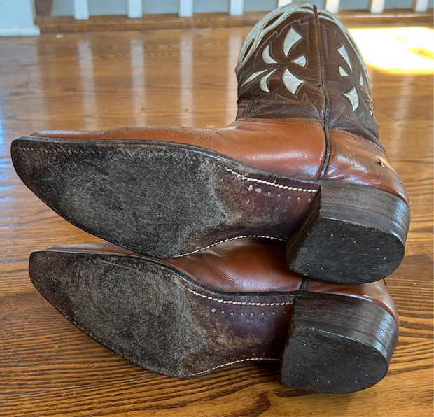 Women’s Size 9 M - 1950’s Tex Tan Of Yoakum Cowboy Western Boots Inlays