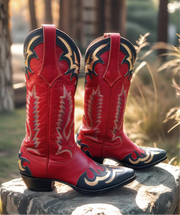 Women’s Size 8.5 B - Larry Mahan NOS Vintage Cowboy Western Boots Blue and Gold