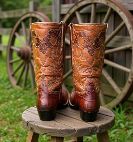 1960s • Custom Shop • Alligator & Monogram Show Cowboy Boots • Men’s 9.5 D