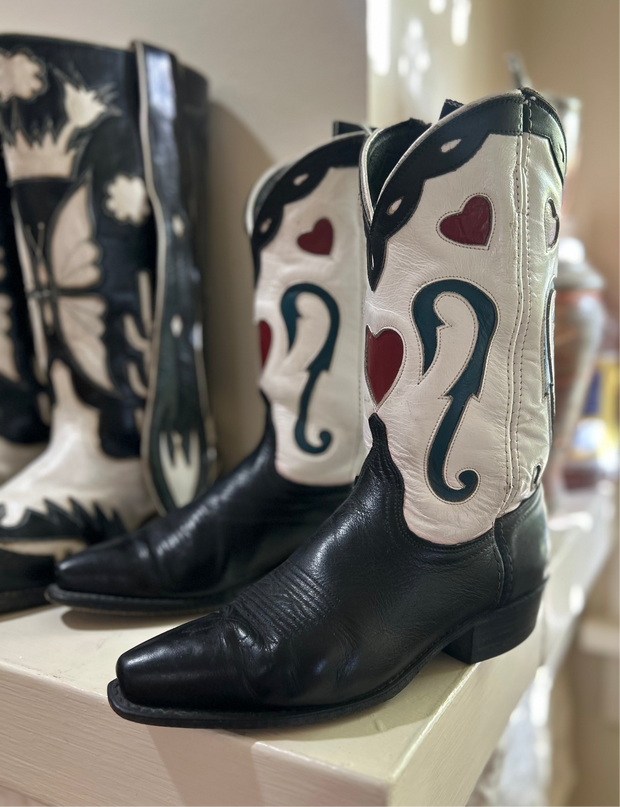 1990s Acme “Queen of Hearts” Inlay Boots • Women’s 8 M