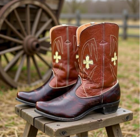 Men’s Size 11 D - 1950’s Cowboy Western Boots Inlays