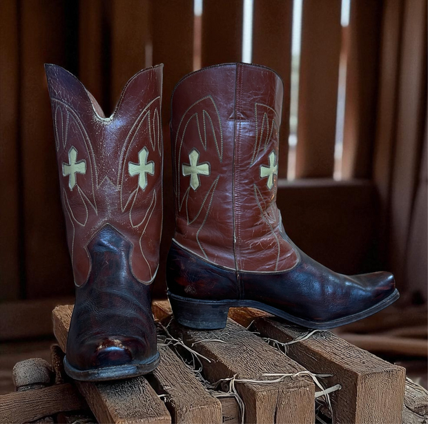 Men’s Size 11 D - 1950’s Cowboy Western Boots Inlays