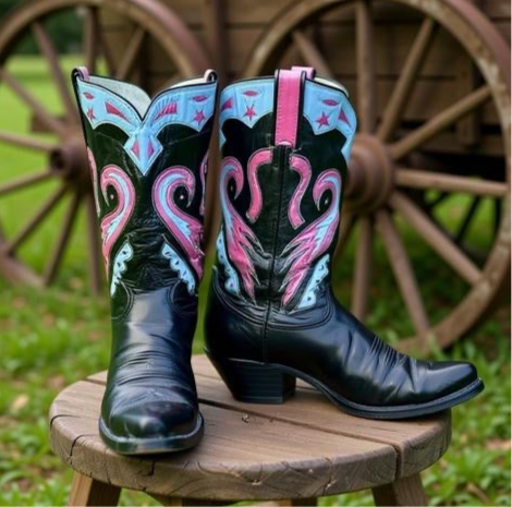 1960s • Tony Lama • “Pink Phoenix” Inlay Boots • Men’s 9.5 B