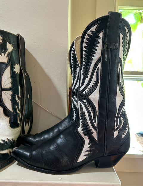 1980s–1990s • Unknown Maker • Black & White Lightning Inlay • Men’s 12 D