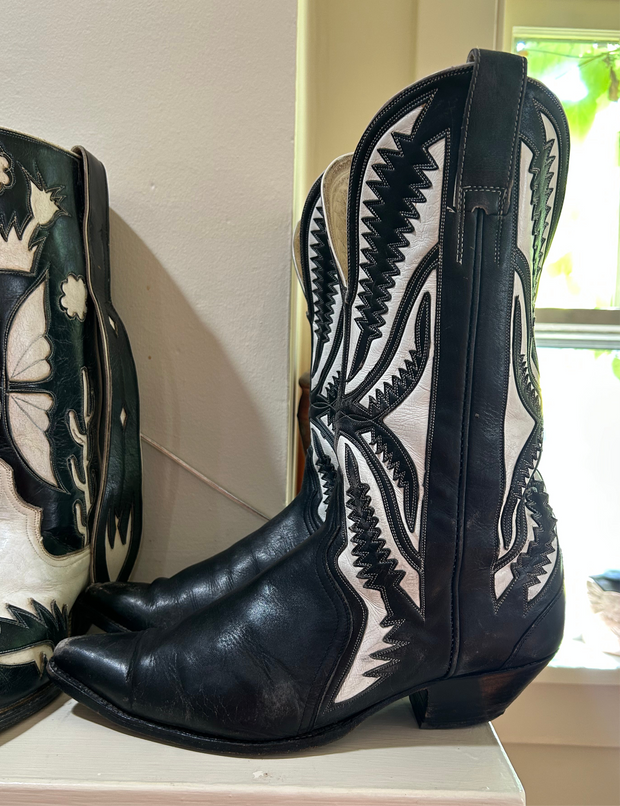 1980s–1990s • Unknown Maker • Black & White Lightning Inlay • Men’s 12 D