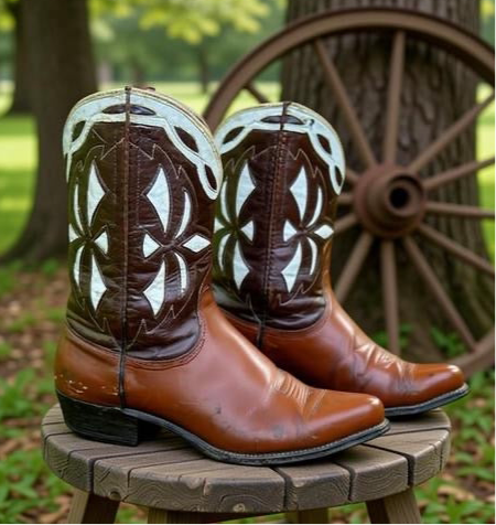 Women’s Size 9 M - 1950’s Tex Tan Of Yoakum Cowboy Western Boots Inlays