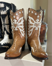 Custom 1981 Eagle + Stars Inlay Cowgirl Boots – Ladies 8.5