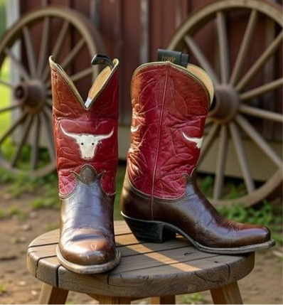 Women’s Size 7 M - 1950’s Tony Lama Iconic Cowboy Western Boots Longhorn Inlays