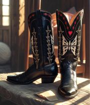 Women’s Size 7.5 B - Lucchese Custom Cowboy Western Boors Butterfly and Heart Inlays