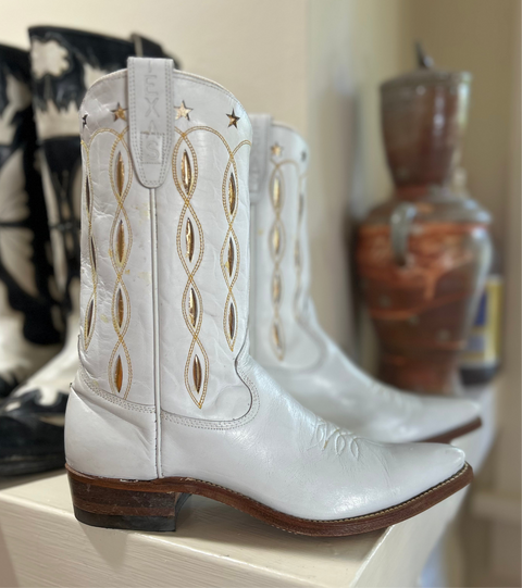 1970s • Texas Boot Co. • “Golden Starburst” Inlay Boots • Women’s 8 A (narrow) • Original Box