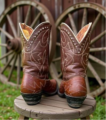 Women’s Size 7.5 M - 1950’s Pee Wee Cowboy Western Boots Brown Leather