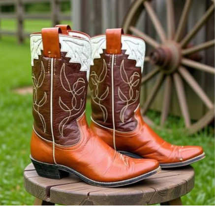 1950s • FRYE • Tri-Color Western (Saddle/Chocolate/Bone) • Women’s 7.5