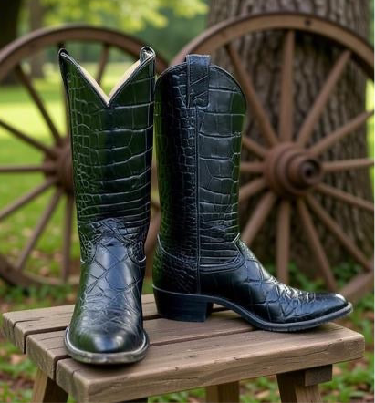 Men’s Size 8.5 D - Justin Vintage Cowboy Western Boots Full Alligator