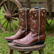 1960s • Acme • Teardrop Sunburst Inlay Cowboy Boots • Men’s 8 D
