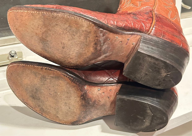 1960s • Custom Shop • Alligator & Monogram Show Cowboy Boots • Men’s 9.5 D