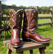 1960s • Acme • Teardrop Sunburst Inlay Cowboy Boots • Men’s 8 D