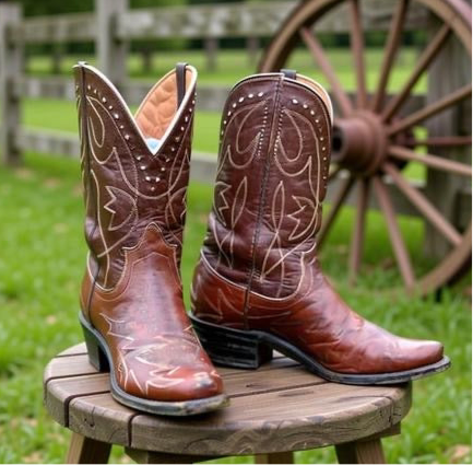 Women’s Size 7.5 M - 1950’s Pee Wee Cowboy Western Boots Brown Leather
